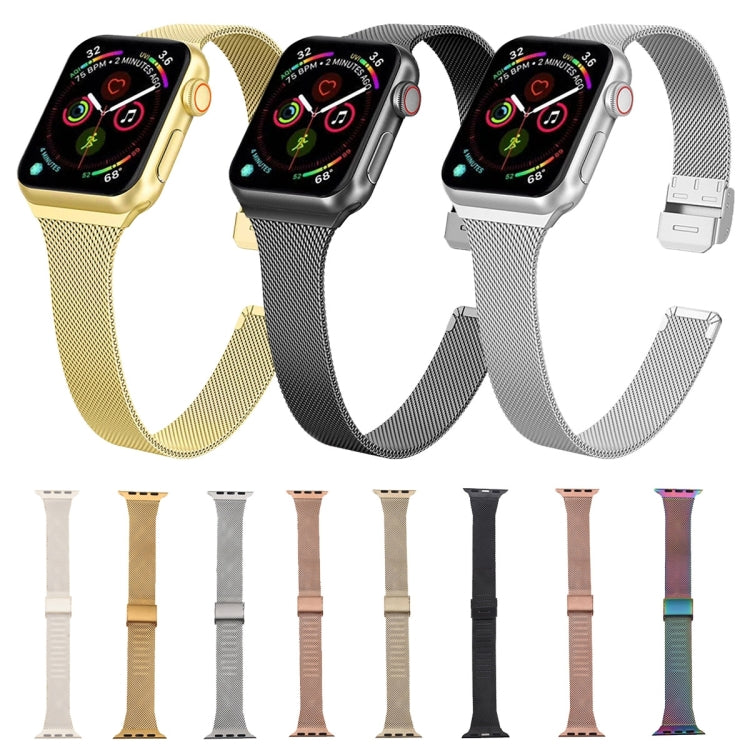 Frerndorf | Für Apple Watch Series 9&8&7 41mm / SE 3&SE 2&6&SE&5&4 40mm / 3&2&1 38mm Mailänder Edelstahl-Uhrenband (Rosé Gold)