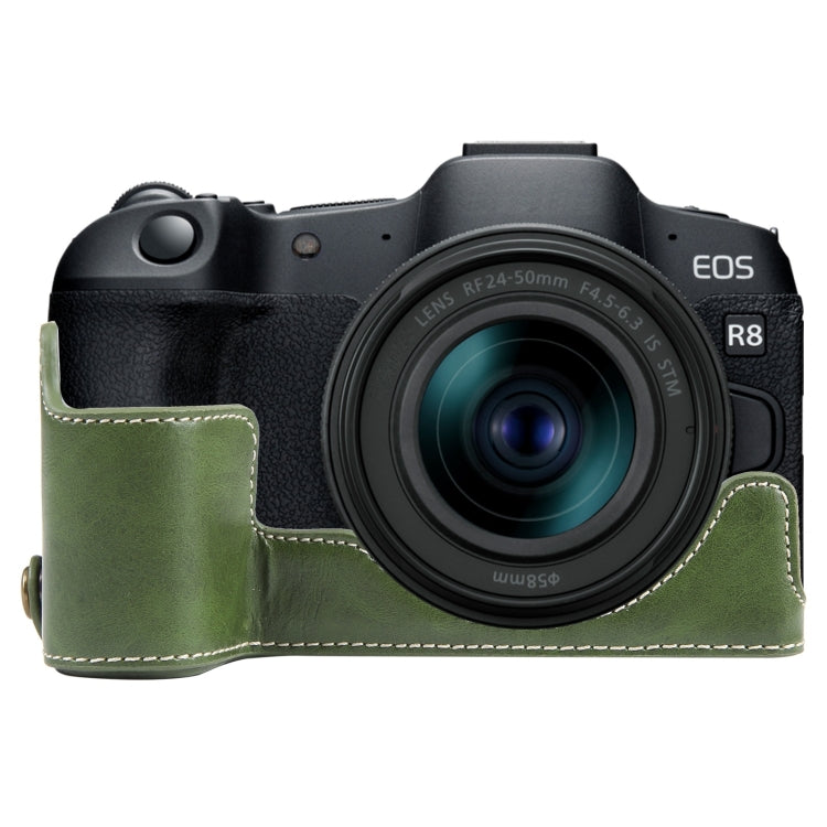 Frendorf | Voor Canon EOS R8 1/4 inch Draad PU Lederen Camera Halve Case Basis (Groen)