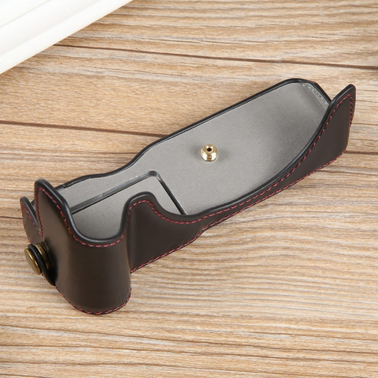 Frendorf | Für Canon EOS R50 1/4 Zoll Gewinde PU Leder Kamera Halbhülle Basis (Schwarz)