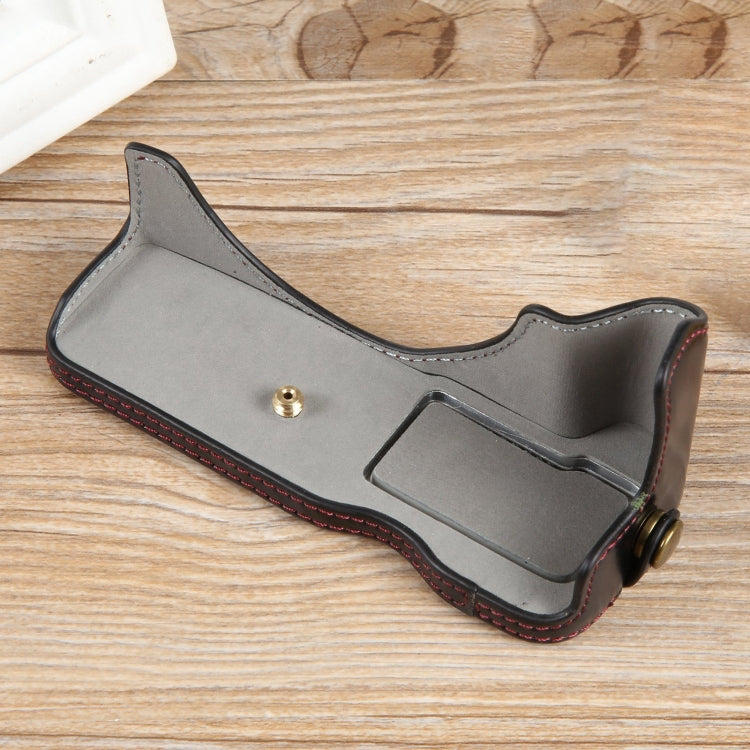 Frendorf | Für Canon EOS R50 1/4 Zoll Gewinde PU Leder Kamera Halbhülle Basis (Schwarz)