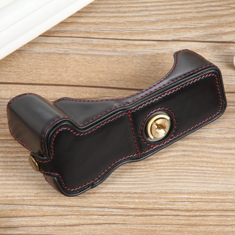 Frendorf | Für Canon EOS R50 1/4 Zoll Gewinde PU Leder Kamera Halbhülle Basis (Schwarz)