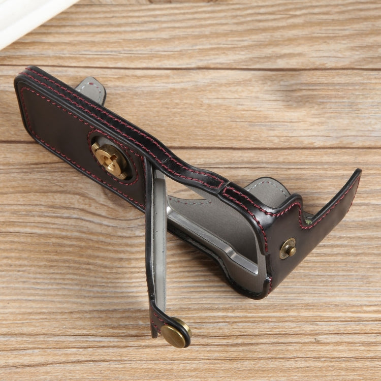 Frendorf | Für Canon EOS R50 1/4 Zoll Gewinde PU Leder Kamera Halbhülle Basis (Schwarz)