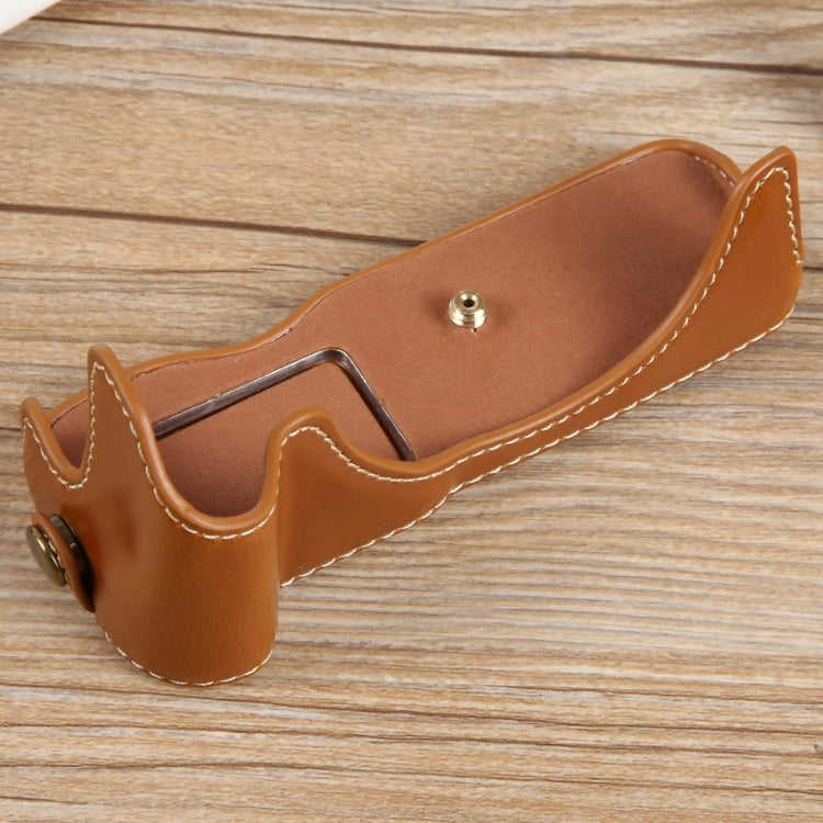 Frendorf | Voor Canon EOS R50 1/4 inch Draad PU Leer Camera Half Case Basis (Bruin)