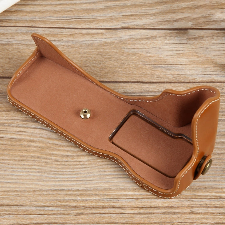 Frendorf | Voor Canon EOS R50 1/4 inch Draad PU Leer Camera Half Case Basis (Bruin)