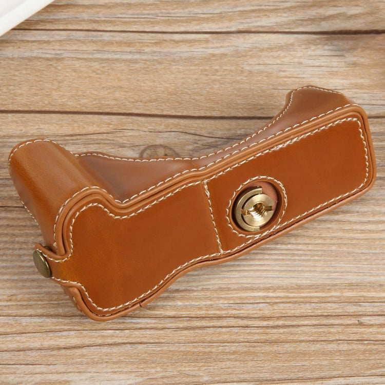 Frendorf | Voor Canon EOS R50 1/4 inch Draad PU Leer Camera Half Case Basis (Bruin)