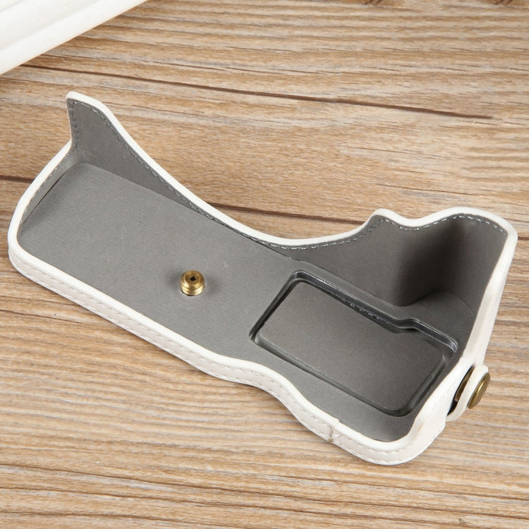 Frendorf | Für Canon EOS R50 1/4 Zoll Gewinde PU Leder Kamera Halbcasesockel (Weiß)