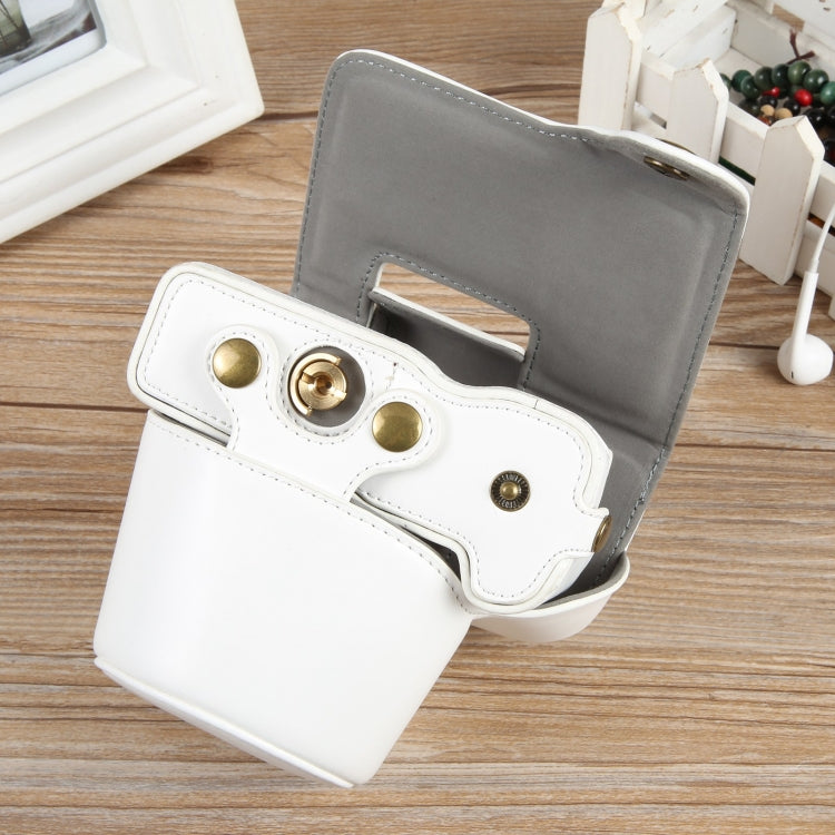 Frendorf | Für Canon EOS R50 Vollkörper Magnetische Leder Kameratasche mit Schulterriemen, Deluxe Edition (Weiß)