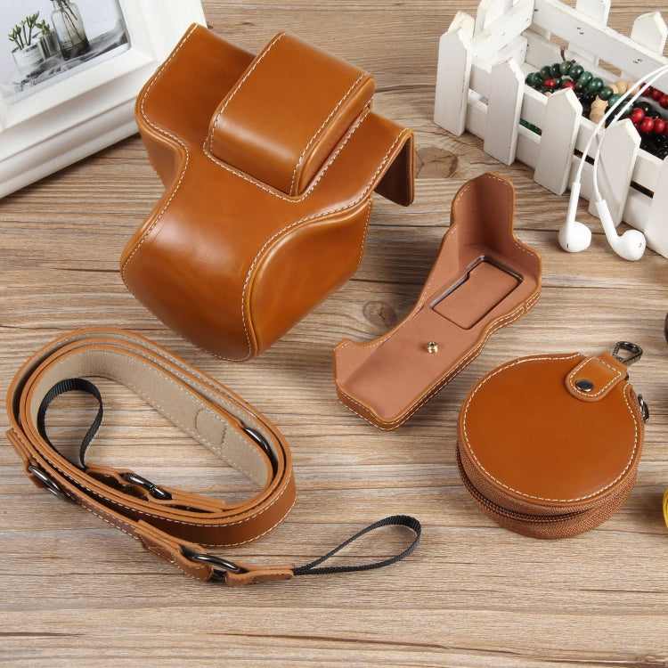 Frendorf | Für Canon EOS R50 Vollkörper Magnetische Leder Kamera Tasche mit Gurt, Deluxe Edition (Braun)