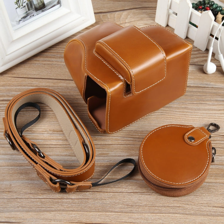 Frendorf | Für Canon EOS R50 Vollkörper Magnetische Leder Kamera Tasche mit Gurt, Deluxe Edition (Braun)