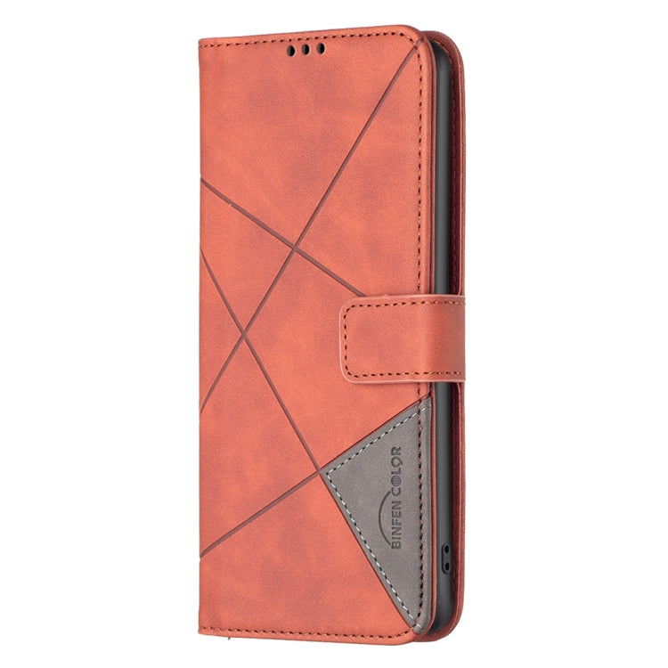 Frendorf | Für Samsung Galaxy S24 Ultra 5G Magnetverschluss Rhombus Textur Leder Handyhülle (Braun)