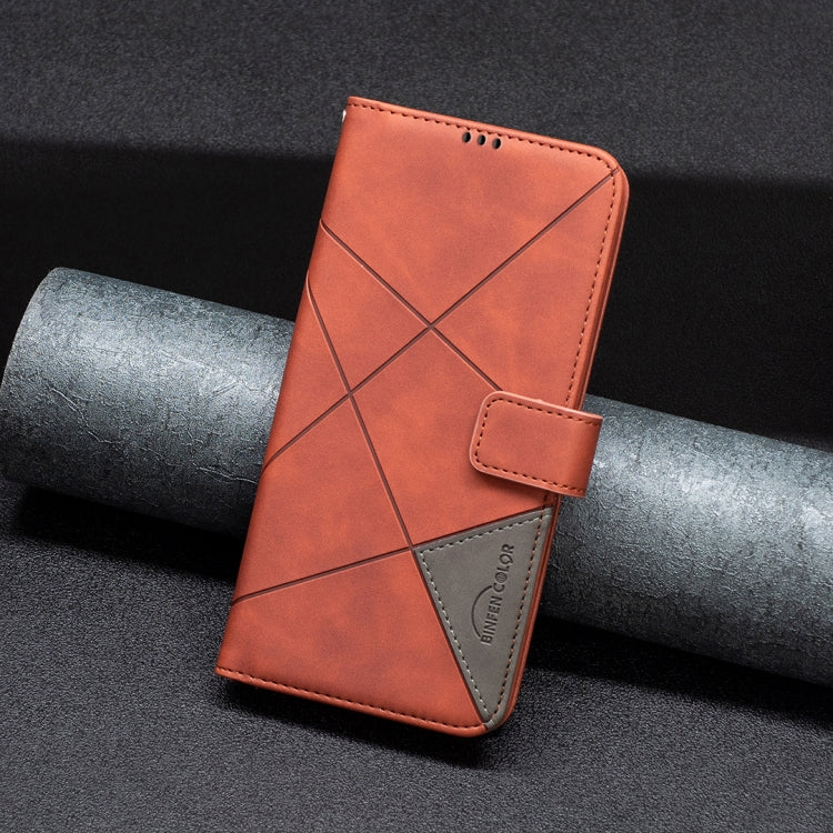 Frendorf | Für Samsung Galaxy S24 Ultra 5G Magnetverschluss Rhombus Textur Leder Handyhülle (Braun)