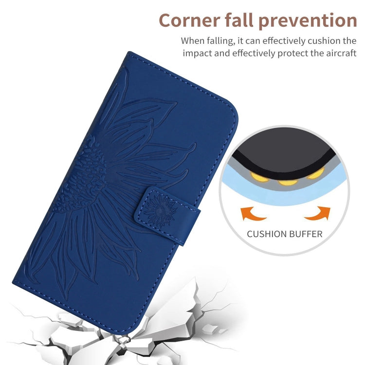 Frendorf | Für Samsung Galaxy S24 Ultra 5G Skin Feel Sun Flower Embossed Flip-Leder-Phone-Case mit Lanyard (Dunkelblau)
