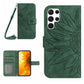 Frendorf | Für Samsung Galaxy S24 Ultra 5G Skin Feel Sonnenblumen Präge Flip Leder Handyhülle mit Lanyard (Grün)