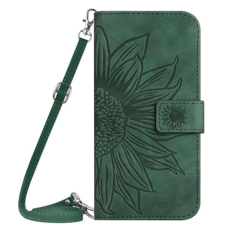 Frendorf | Für Samsung Galaxy S24 Ultra 5G Skin Feel Sonnenblumen Präge Flip Leder Handyhülle mit Lanyard (Grün)