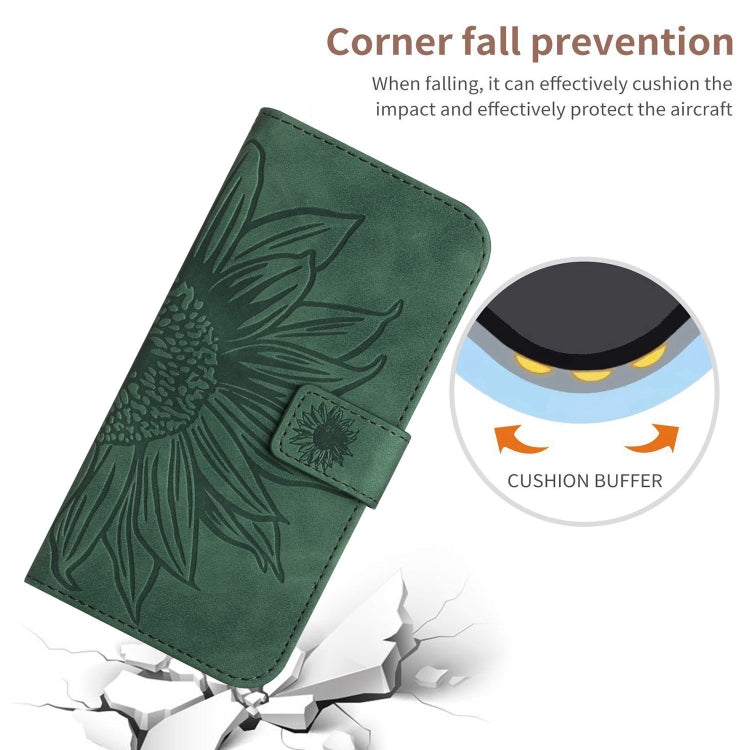 Frendorf | Für Samsung Galaxy S24 Ultra 5G Skin Feel Sonnenblumen Präge Flip Leder Handyhülle mit Lanyard (Grün)