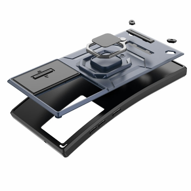 Frendorf | Für Samsung Galaxy S24 Ultra 5G Sliding Camshield TPU + PC Stoßfeste Handyhülle mit Halter (Grün)