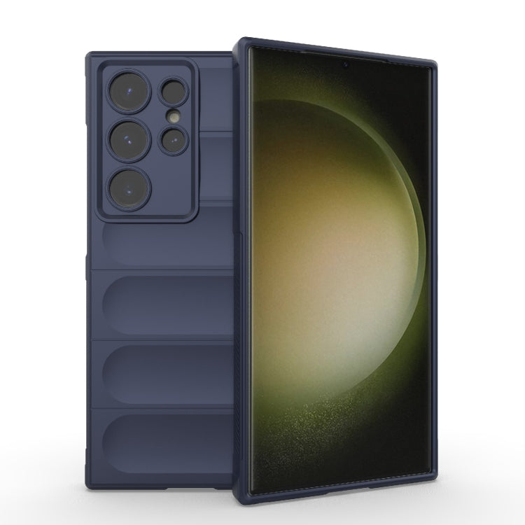 Frendorf | Für Samsung Galaxy S24 Ultra 5G Magic Shield TPU + Flanell-Handyhülle (Dunkelblau)