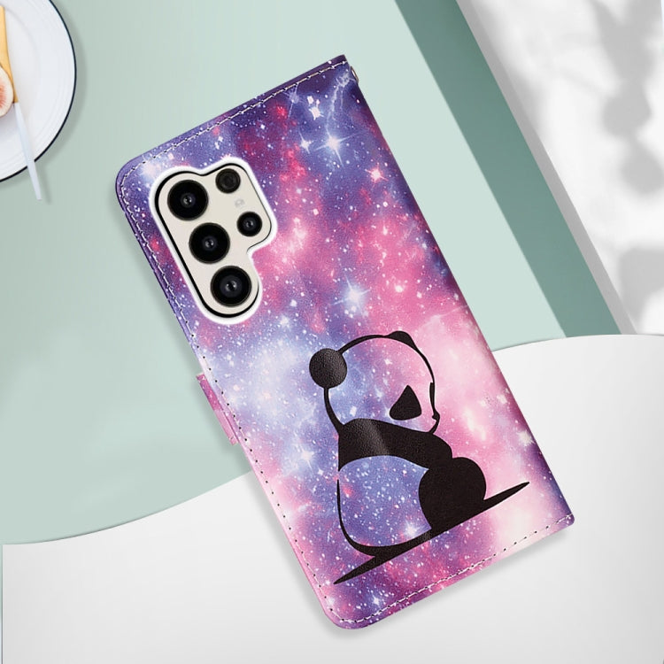 Frendorf | Für Samsung Galaxy S24 Ultra 5G Buntes Zeichnungsmuster Einfach Gewebtes Leder Telefonhülle (Baby Panda)
