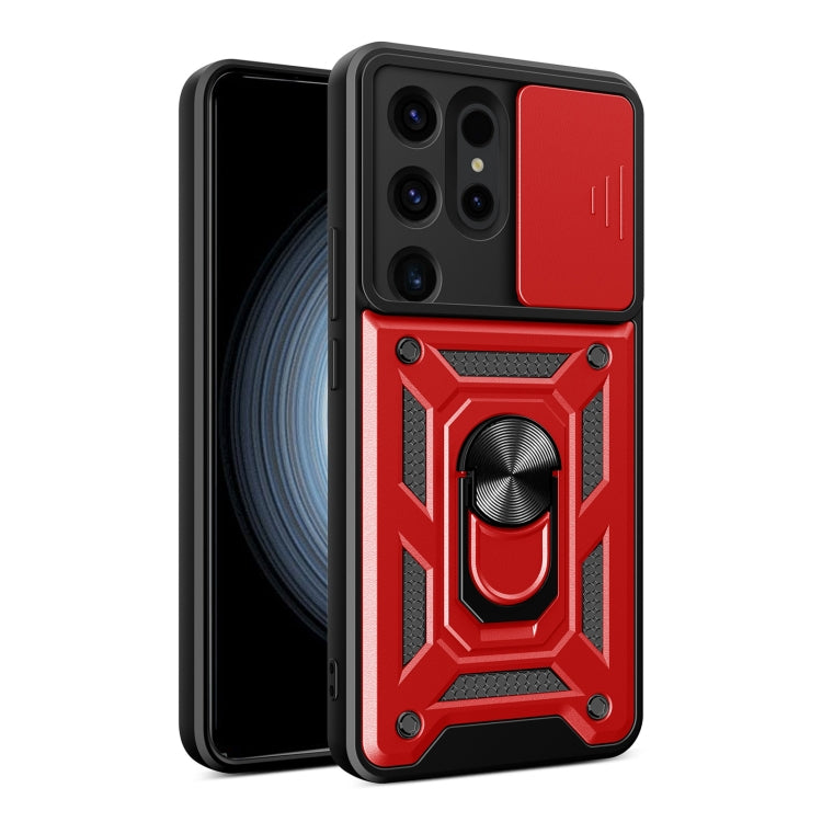 Frendorf | Für Samsung Galaxy S24 Ultra 5G Sliding Camera Cover Design TPU+PC Handyhülle (Rot)