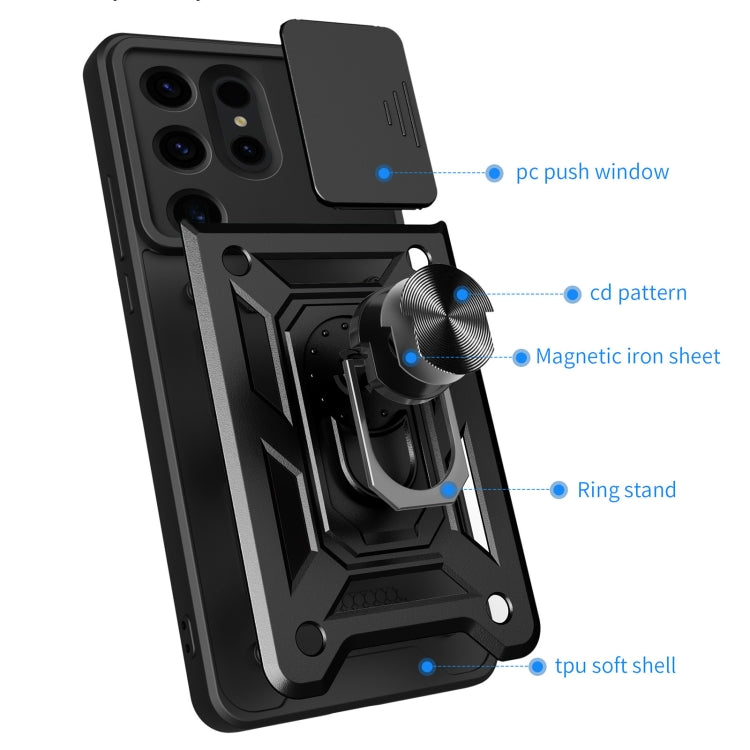 Frendorf | Für Samsung Galaxy S24 Ultra 5G Gleiten Kamera Cover Design TPU+PC Handyhülle (Roségold)