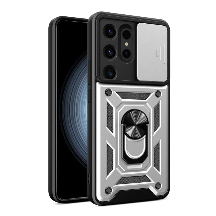 Frendorf | Für Samsung Galaxy S24 Ultra 5G Sliding Camera Cover Design TPU+PC Handyhülle (Silber)