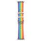 Frendorf | Für Apple Watch Series 7 45mm / 6 & SE & 5 & 4 44mm / 3 & 2 & 1 42mm Regenbogen Leder Uhrenarmband (Weiß)
