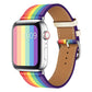Frendorf | Für Apple Watch Series 7 45mm / 6 & SE & 5 & 4 44mm / 3 & 2 & 1 42mm Regenbogen Leder Uhrenarmband (Weiß)