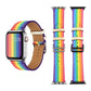 Frendorf | Für Apple Watch Series 7 45mm / 6 & SE & 5 & 4 44mm / 3 & 2 & 1 42mm Regenbogen Leder Uhrenarmband (Weiß)