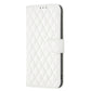 Frendorf | Für Samsung Galaxy S24 Ultra 5G Diamantgitter Brieftasche Flip Leder Handyhülle (Weiß)