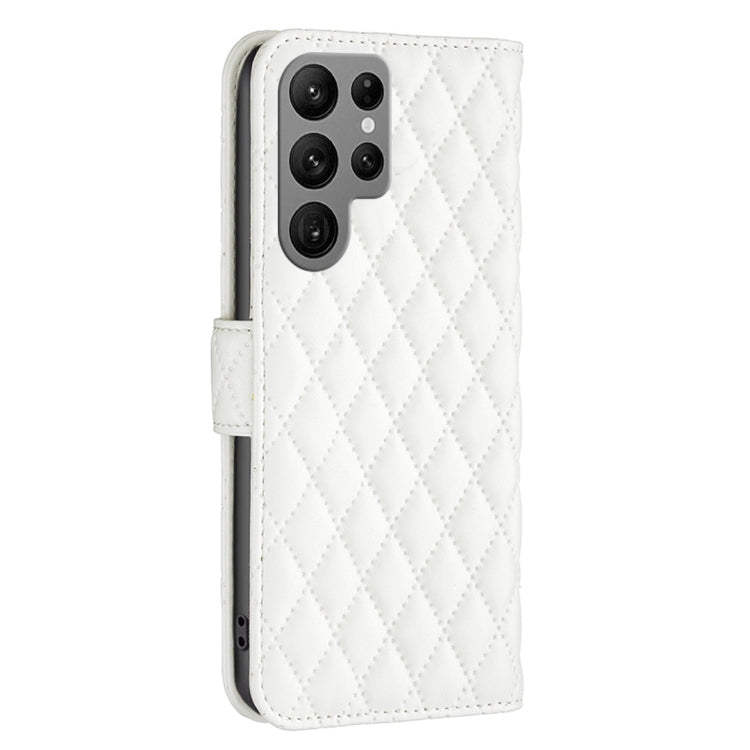 Frendorf | Für Samsung Galaxy S24 Ultra 5G Diamantgitter Brieftasche Flip Leder Handyhülle (Weiß)