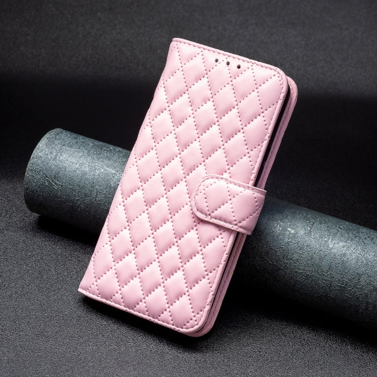 Frendorf | Für Samsung Galaxy S24 Ultra 5G Diamantgitter Brieftaschen Flip Leder Handyhülle (Rosa)