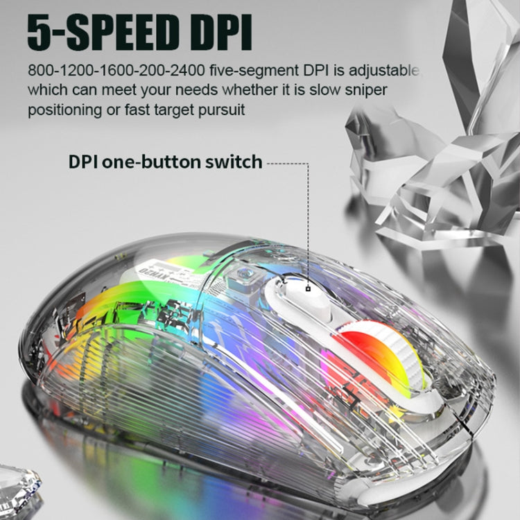 Frendorf | XUNFOX XYH20RGB 2.4G + BT + Wired Transparent 2400DPI RGB Licht Gaming Maus (Schwarz)