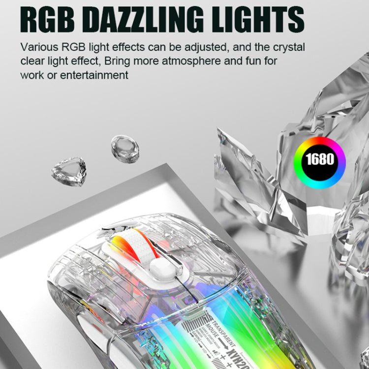 Frendorf | XUNFOX XYH20RGB 2.4G + BT + Wired Transparent 2400DPI RGB Licht Gaming Maus (Schwarz)