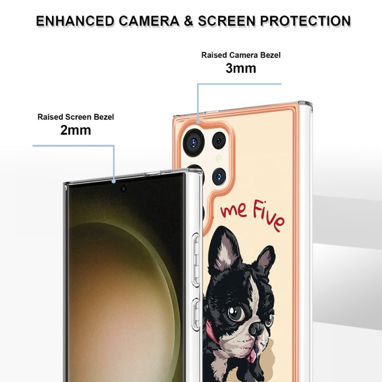 Frendorf | Für Samsung Galaxy S24 Ultra 5G Elektroplattierung Dual-Seiten IMD Handyhülle mit Ringhalter (Lucky Dog)