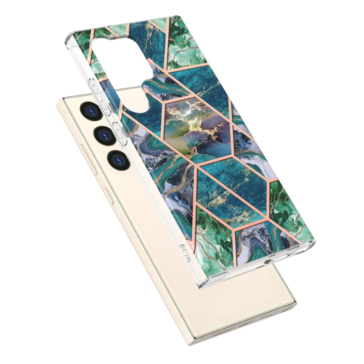 Frendorf | Für Samsung Galaxy S24 Ultra 5G Elektroware Splicing Marmor TPU Handyhülle (Blau Grün)