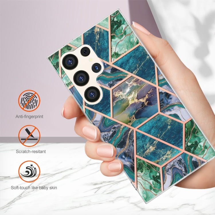 Frendorf | Für Samsung Galaxy S24 Ultra 5G Elektroware Splicing Marmor TPU Handyhülle (Blau Grün)