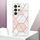 Frendorf | Für Samsung Galaxy S24 Ultra 5G Elektropolieren Splicing Marmor TPU Handyhülle (Pink Weiß)
