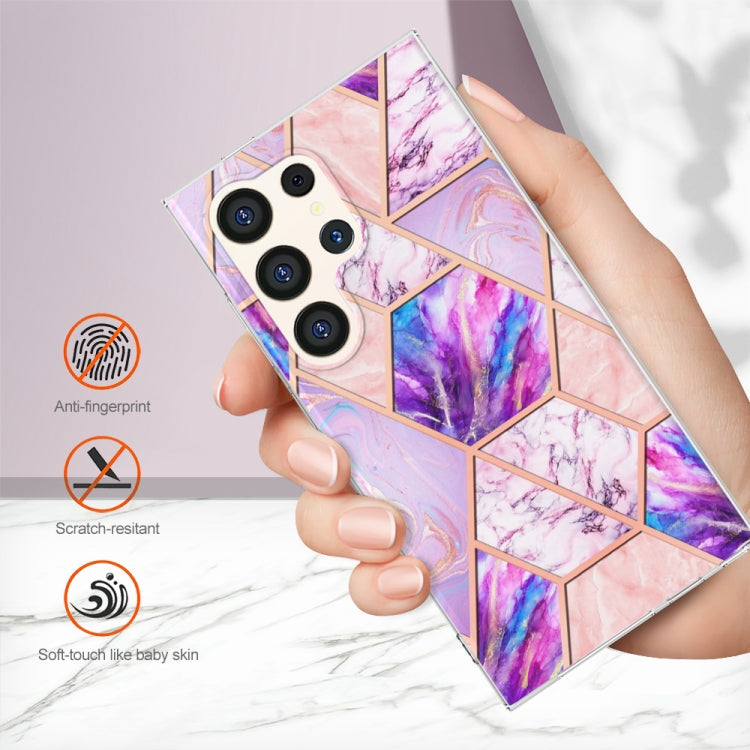 Frendorf | Für Samsung Galaxy S24 Ultra 5G Elektrophorese Splicing Marmor TPU Handyhülle (Helllila)