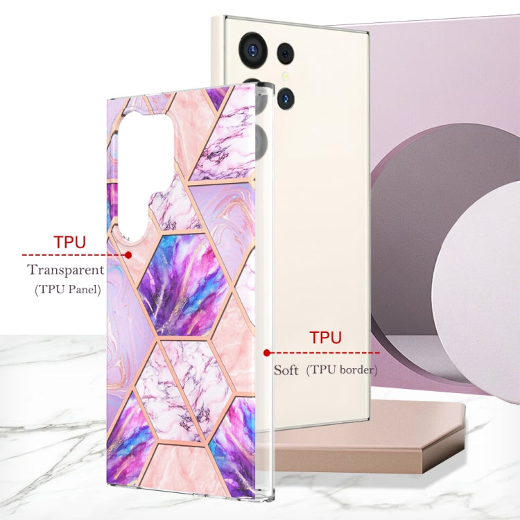 Frendorf | Für Samsung Galaxy S24 Ultra 5G Elektrophorese Splicing Marmor TPU Handyhülle (Helllila)