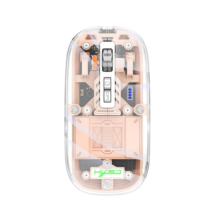 Frendorf | HXSJ T900 Transparent Magnet Drei-Modus Wireless Gaming Maus (Pink)
