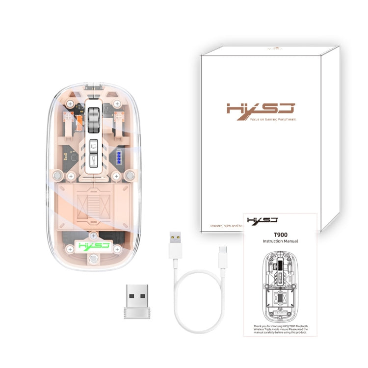 Frendorf | HXSJ T900 Transparent Magnet Drei-Modus Wireless Gaming Maus (Pink)