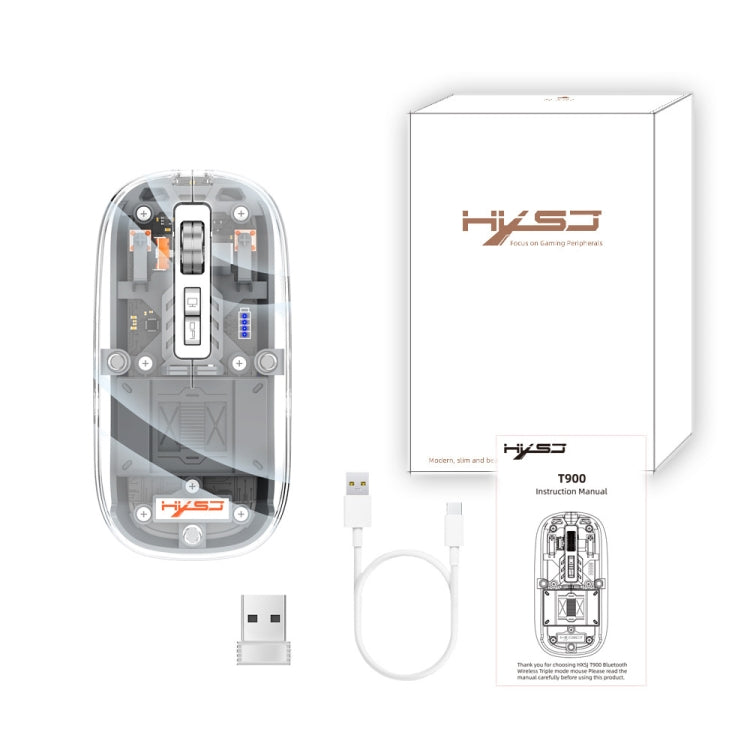 Frendorf | HXSJ T900 Transparent Magnet Drei-Modus Wireless Gaming Maus (Grau)