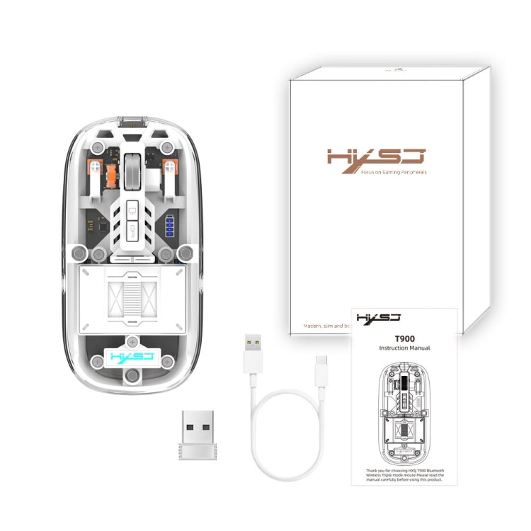 Frendorf | HXSJ T900 Transparent Magnet Three-Modus Wireless Gaming Maus (Weiß)