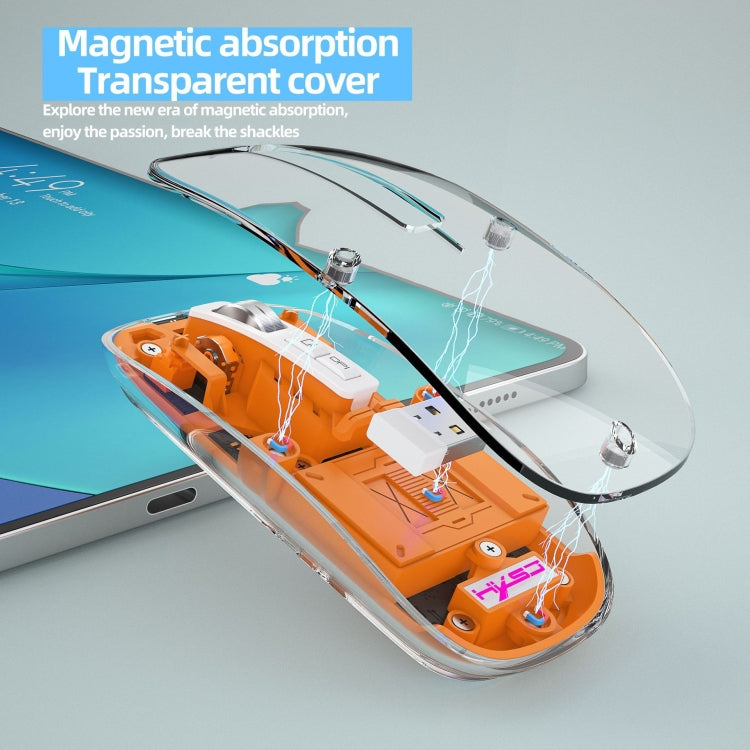Frendorf | HXSJ T900 Transparent Magnet Drei-Modus Wireless Gaming Maus (Grau)