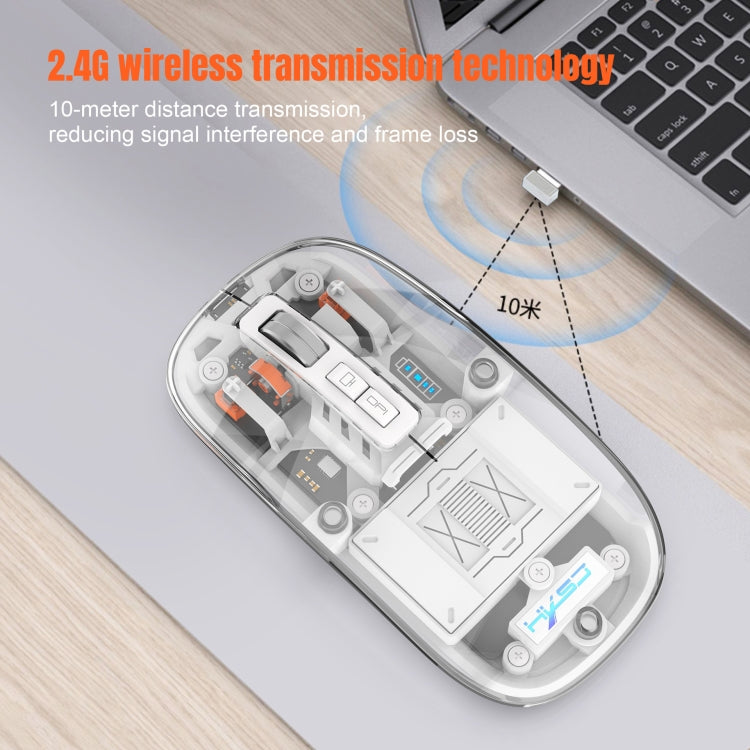 Frendorf | HXSJ T900 Transparent Magnet Three-Modus Wireless Gaming Maus (Weiß)