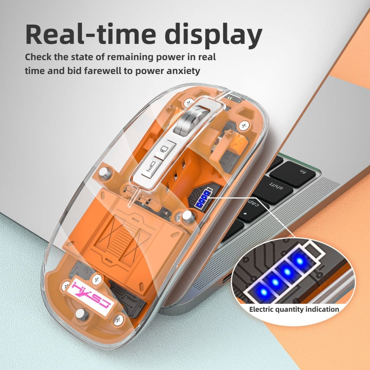 Frendorf | HXSJ T900 Transparent Magnet Three-Modus Wireless Gaming Maus (Weiß)