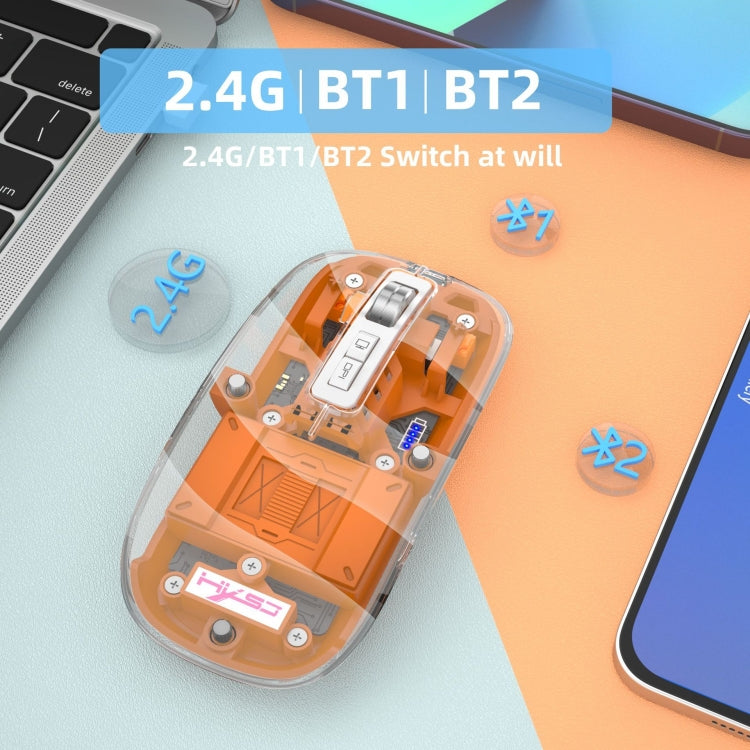 Frendorf | HXSJ T900 Transparent Magnet Three-Modus Wireless Gaming Maus (Weiß)