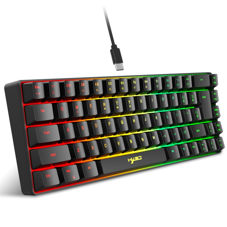 Frendorf | HXSJ V200 Verdrahtete RGB Hintergrundbeleuchtete Mechanische Tastatur 68 Tasten Kappen, Kabel Länge: 1,7m (Schwarz)