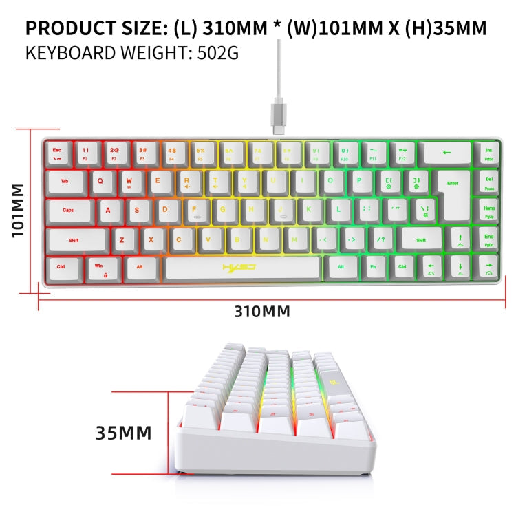 Frendorf | HXSJ V200 Verdrahtete RGB Hintergrundbeleuchtete Mechanische Tastatur 68 Tasten Kappen, Kabel Länge: 1,7m (Schwarz)