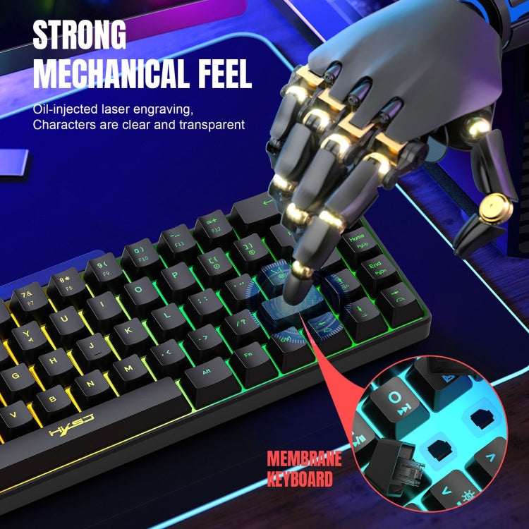 Frendorf | HXSJ V200 Verdrahtete RGB Hintergrundbeleuchtete Mechanische Tastatur 68 Tasten Kappen, Kabel Länge: 1,7m (Schwarz)